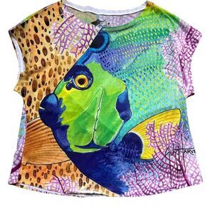 Guy Harvey Women's Tropical Fish Graphic T-Shirt Multicolor‎ Size M